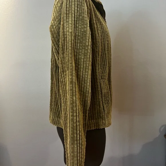 Woolrich Women’s 100% Cotton Olive Green Corduroy Ribbed Zip Up Jacket w/Pockets - Picture 5 of 12